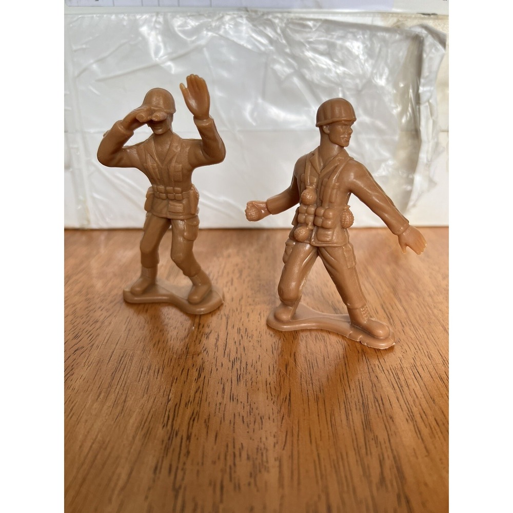TWO Beige 4 Inch Large Army Man Plastic Greenbrier International